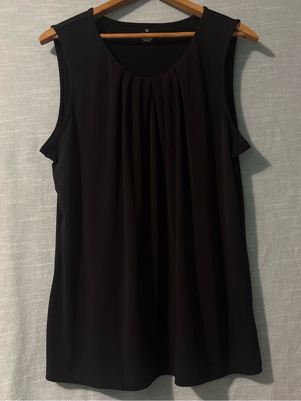 Worthington Blouse Sleeveless Pullover Pleated Front Black Women’s Sz XL